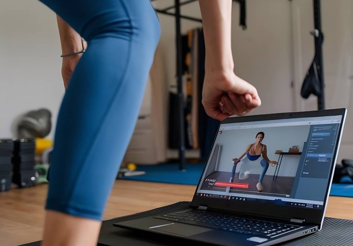 Athlete stepping onto platform during workout